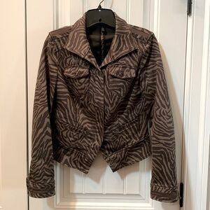 WHBM Brown Zebra Print Moto Jacket 2